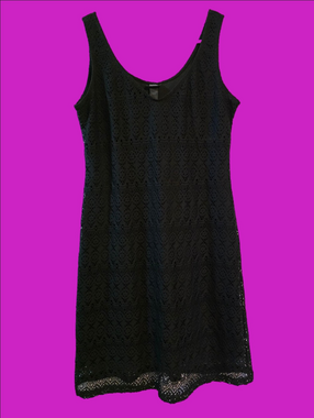 4/$67 Deal! Vintage Canadian Made Black Crochet Tank Mini Dress